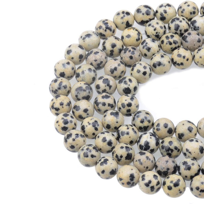 LPBeads 100PCS 8mm Natural Dalmatian Beads Gemstone Round Loose Beads for Jewelry Making with Crystal Stretch Cord - Image 1